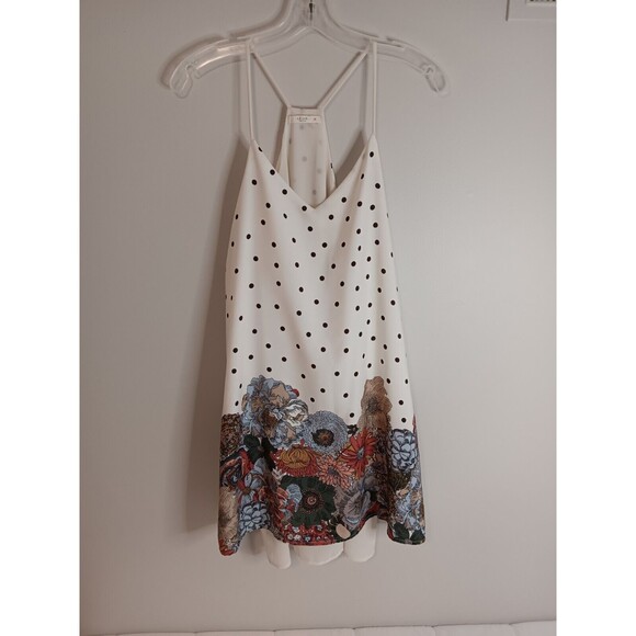 Le Lis Halter Top Mini Swing Dress Sz Small Polka-dot Floral - Picture 1 of 5